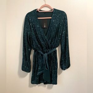 Fashion Nova NWT Green Sequin Dress Sz L